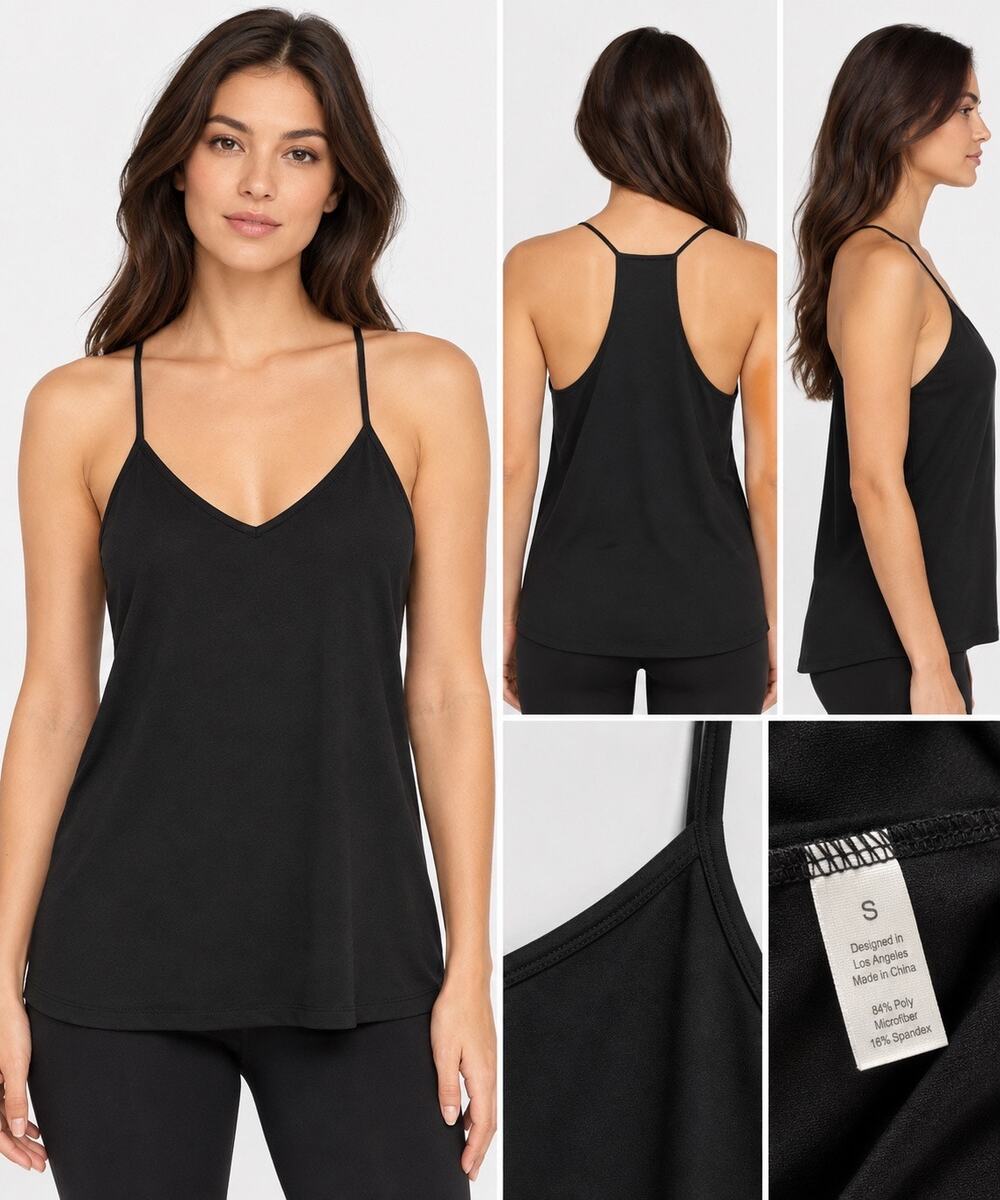 Rae Mode Black Racerback V-Neck Cami Tank Top – Size Small